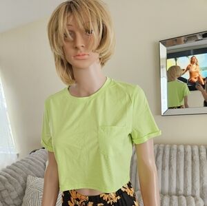 Green women short polo